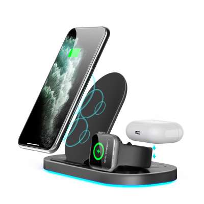 Foldable 3 in 1 wireless charger 15W fast charge for qi mobile