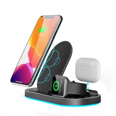 Foldable  3 in 1QI  wireless charger 15W fast charge for iwatch/iphone/airpods