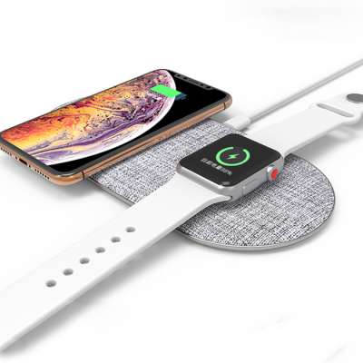 Qi Felt Wireless Charge Muti Dual 10W Fast Mobile Wireless Charger Pad For Iphone X XS  XSMAX/ watch 1/2/3/4